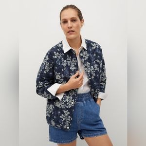 MANGO Printed quilted jacket M-L